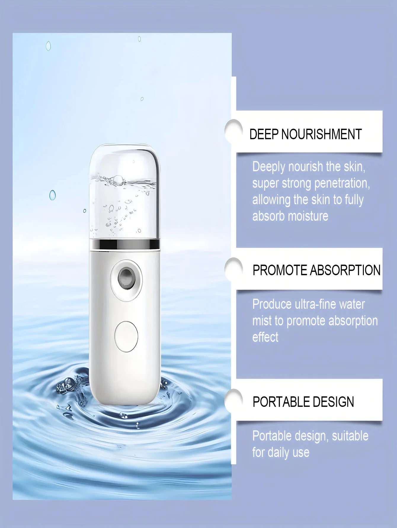 USB充電式携帯ミスト美顔器 加湿器 フェイススチーマー 保湿美容器具 フェイススキンケアツール
