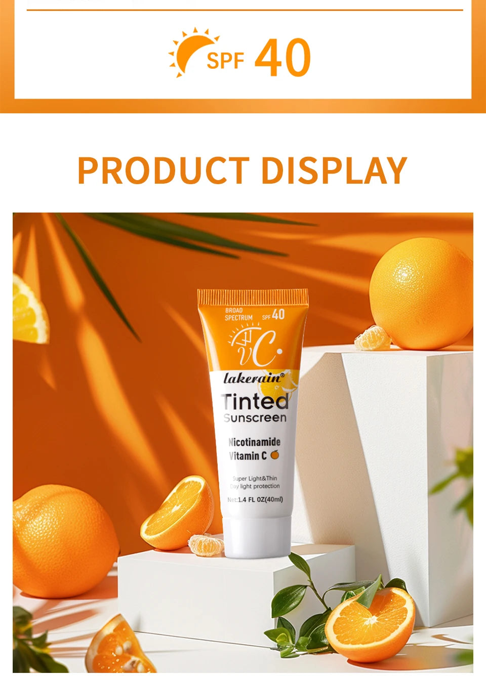 SPF40 色付き保湿VC日焼け止め スキンプロテクション リフレッシングメイクアップ サンスクリーンクリーム UVアンチエイジングレジスタンス 日焼け止め