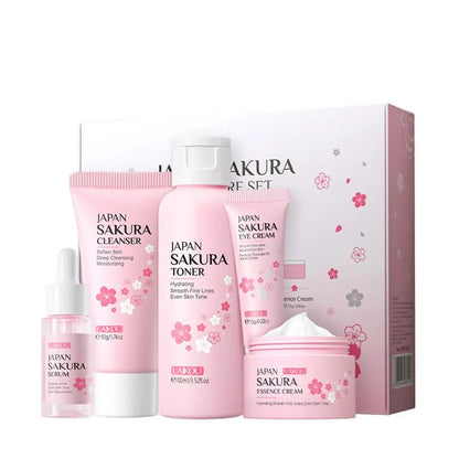フェイシャルスキンケアセット スキンクレンジング サクラスキンケアセット 女性用 女の子用 クレンザー 化粧水 フェイス美容液 クリーム アイクリーム入り