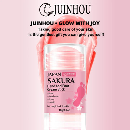 JUINHOU 60% Urea + 2% Salicylic Acid Cherry Blossom Scent Hand & Foot Cream Stick Deep Hydration, Dry Skin Care, Heel Protection