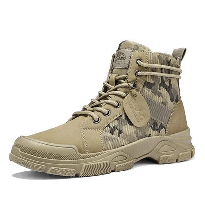 Military Boots for Men Autumn High Top Camouflage Desert Casual Flats Mens Boot Breathable Non Slip Work Shoes Zapatillas Hombre by PETAL & GLOW