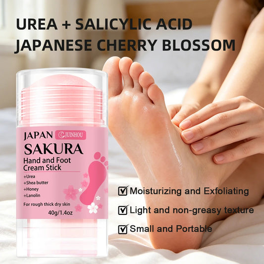 JUINHOU 60%尿素+2%サリチル酸 桜の香り ハンド＆フットクリームスティック 深部保湿・乾燥肌ケア・かかと保護