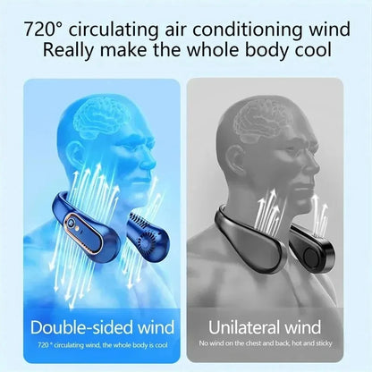 首掛け扇風機 デジタル表示 電源ベンチレーター 羽なし 首かけファン ポータブルミニエアコン USB充電式扇風機