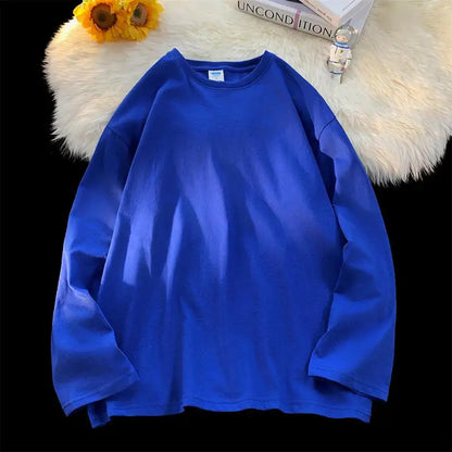 メンズ ブランクTシャツ ホワイト S-3XL オーバーサイズ 無地 ラージサイズ ファッション 長袖 トップス 男女兼用