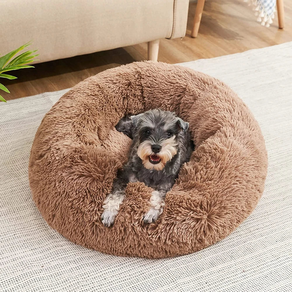 大型犬用ベッド40-90cm、6サイズ展開の丸型ペットベッド、極厚ふわふわ猫ベッド、中型犬用ハウス、冬用暖かスリーピングベッド
