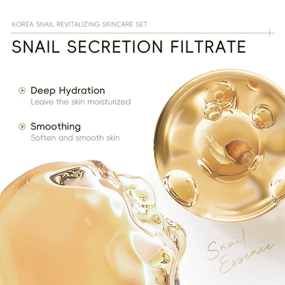 韓国カタツムリ スキンケアセット 5点セット（洗顔料、美容液、クリーム、化粧水、目元クリーム）コラーゲン配合