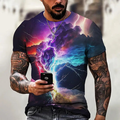 メンズ ファッション Tシャツ 3Dラインプリント 男性用 ストリート デザイナー 半袖 オーバーサイズ トップス Tシャツ 日常 カジュアル スポーツウェア