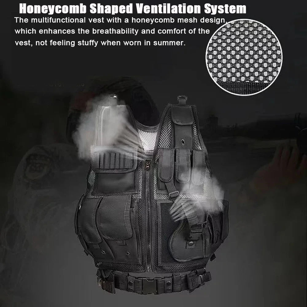 Adjustable Molle Tactical Vest Military Combat Body Armor Vests Security Hunting Army Outdoor CS Game Airsoft Training Jacket by PETAL & GLOW