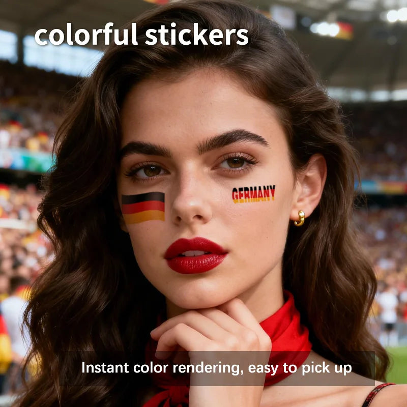 ドイツ国旗の一時的なタトゥーステッカー、長持ち、防水、フェスティバル、サッカー、フットボールファン用フェイスステッカー、腕、顔