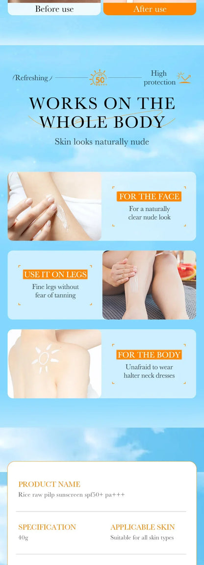 顔用日焼け止めクリーム SPF50+ ボディプロテクター 日焼け止めローション 長時間持続 べたつかない 日焼け防止 紫外線対策 サンスクリーン