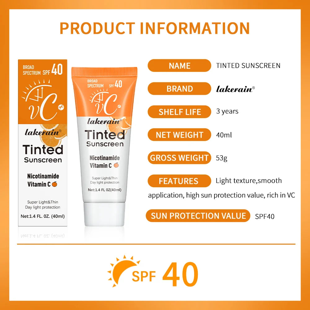 SPF40 色付き保湿VC日焼け止め スキンプロテクション リフレッシングメイクアップ サンスクリーンクリーム UVアンチエイジングレジスタンス 日焼け止め