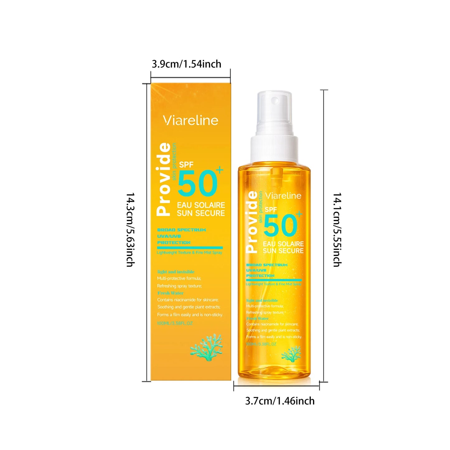 100ML SPF50 日焼け止めスプレー ベタつかない 肌保護 保湿 なめらかさ向上 リフレッシュ 日焼け防止 日焼け止めスプレー