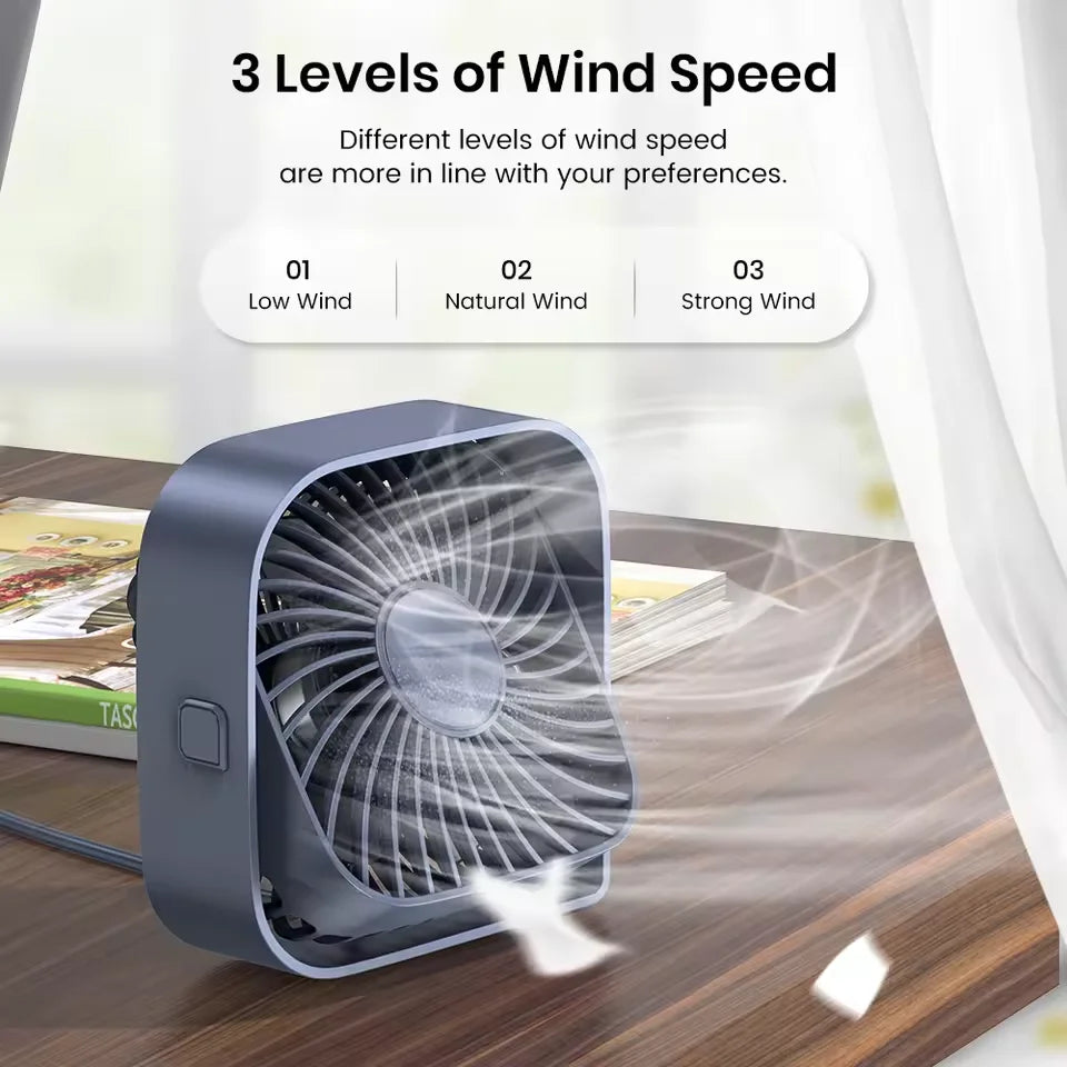 USB給電式卓上ミニ扇風機、360度回転可能、オフィス・寝室・書斎に最適なポータブルデスクファン