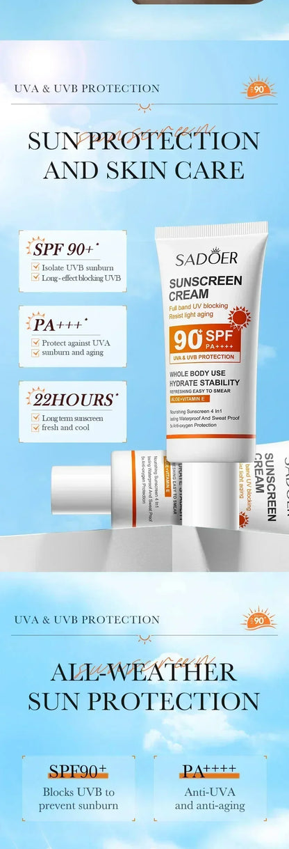 SPF90+ 日焼け止め、UVカット、美白日焼け止め、保湿、美白、顔と体用日焼け止め、スキンケア、アンチエイジング