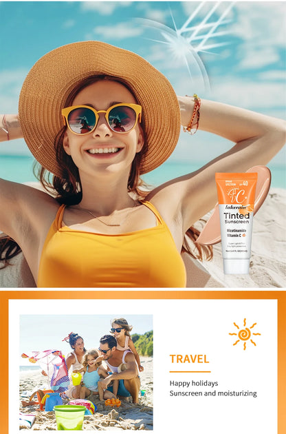 SPF40 色付き保湿VC日焼け止め スキンプロテクション リフレッシングメイクアップ サンスクリーンクリーム UVアンチエイジングレジスタンス 日焼け止め