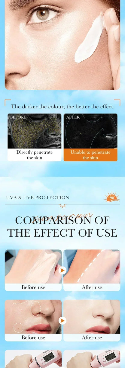 SPF90+ 日焼け止め、UVカット、美白日焼け止め、保湿、美白、顔と体用日焼け止め、スキンケア、アンチエイジング