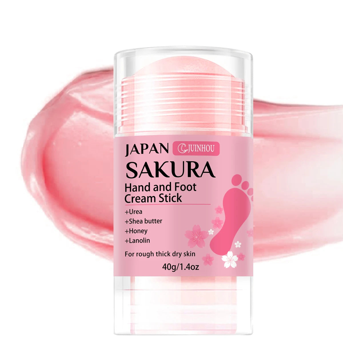JUINHOU 60% Urea + 2% Salicylic Acid Cherry Blossom Scent Hand & Foot Cream Stick Deep Hydration, Dry Skin Care, Heel Protection