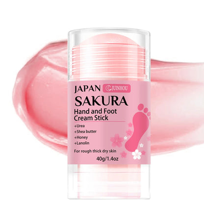 JUINHOU 60% Urea + 2% Salicylic Acid Cherry Blossom Scent Hand & Foot Cream Stick Deep Hydration, Dry Skin Care, Heel Protection