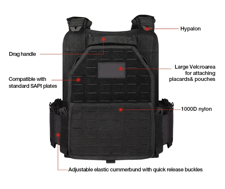 YAKEDA Tactical Vest Outdoor Hunting Plate Carrier Protective Adjustable Vest Airsoft Carrier Combat Equipment 6094 Vest by PETAL & GLOW