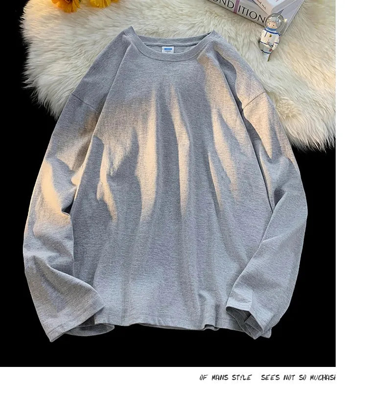 メンズ ブランクTシャツ ホワイト S-3XL オーバーサイズ 無地 ラージサイズ ファッション 長袖 トップス 男女兼用