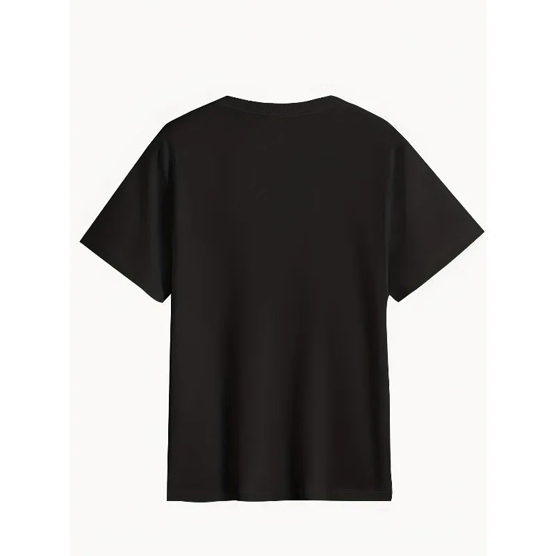 メンズTシャツ - 白と赤の翼のデザインが入ったブラックカジュアル半袖トップス。普段使い、ジム、パーティーに。