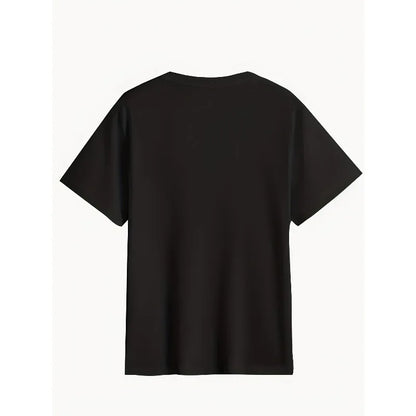 メンズTシャツ - 白と赤の翼のデザインが入ったブラックカジュアル半袖トップス。普段使い、ジム、パーティーに。