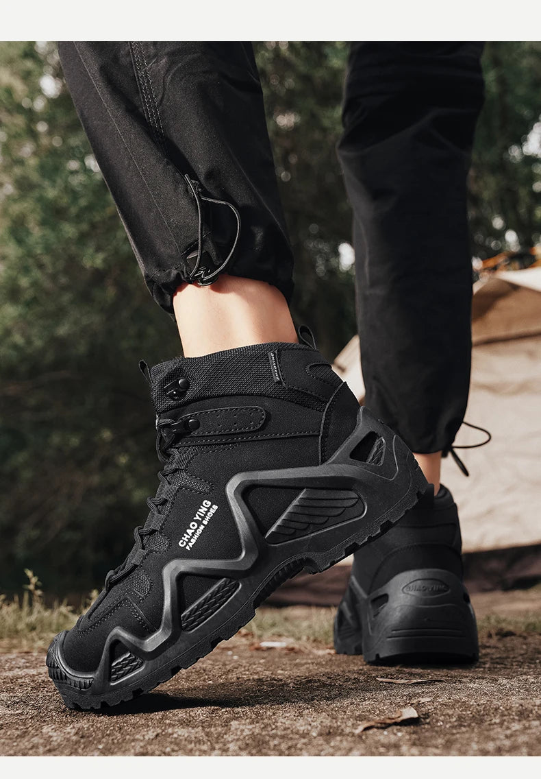 Men Tactical Boots Army Boots Mens Military Desert Waterproof Work Safety Shoes Climbing Hiking Shoes Ankle Men Outdoor Boots by PETAL & GLOW