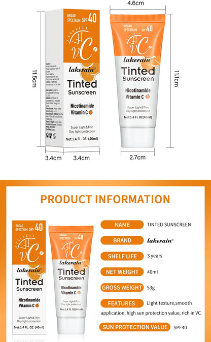SPF40 色付き保湿VC日焼け止め スキンプロテクション リフレッシングメイクアップ サンスクリーンクリーム UVアンチエイジングレジスタンス 日焼け止め