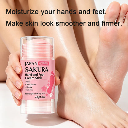 JUINHOU 60% Urea + 2% Salicylic Acid Cherry Blossom Scent Hand & Foot Cream Stick Deep Hydration, Dry Skin Care, Heel Protection