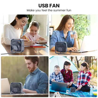 USB給電式卓上ミニ扇風機、360度回転可能、オフィス・寝室・書斎に最適なポータブルデスクファン