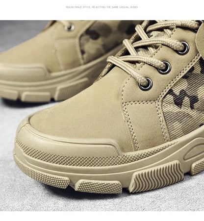 Military Boots for Men Autumn High Top Camouflage Desert Casual Flats Mens Boot Breathable Non Slip Work Shoes Zapatillas Hombre by PETAL & GLOW