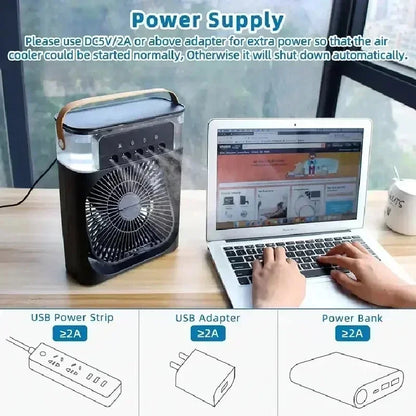 新登場3イン1扇風機 AIエアコン 家庭用小型エアクーラー LEDナイトライト ポータブル加湿器 風量調節ファン オフィスホーム用扇風機