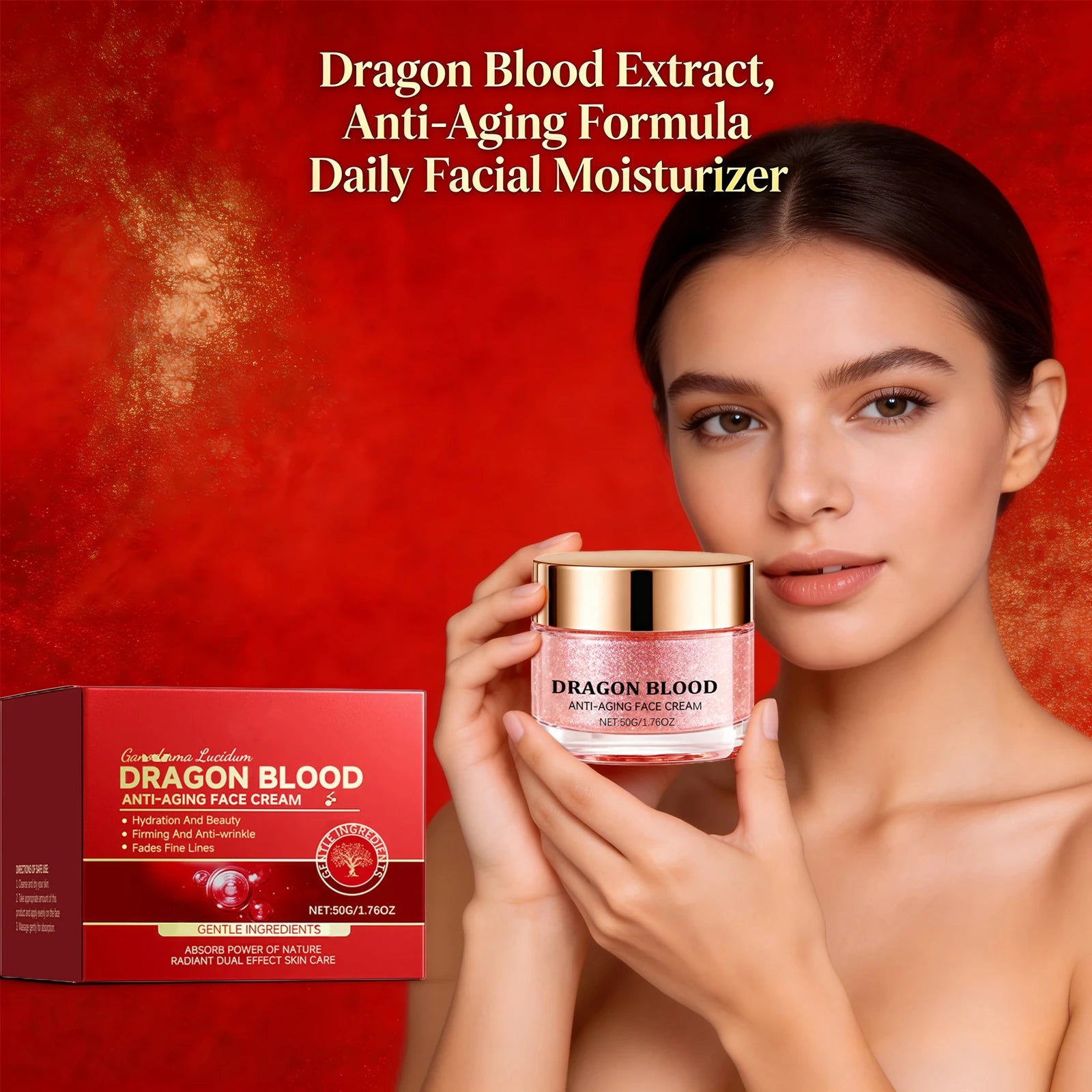 Dragon Blood Face Cream Anti Aging Fade Fine Lines Moisturizing Nourishing Skin Hydrating Improve Dry Skin Firming Face Care by PETAL & GLOW