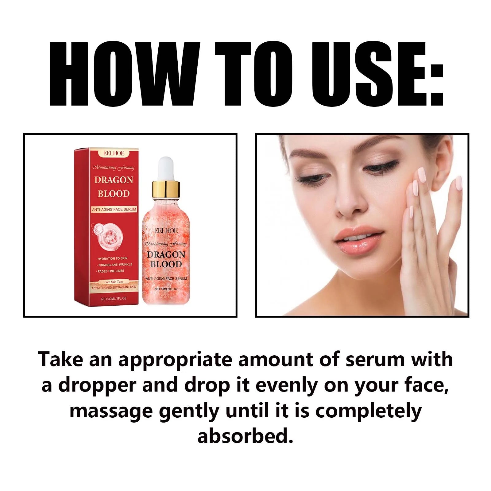 Dragon Blood Facial Serum Fade Fine Lines Lifting Firming Smooth Nourishing Brighten Face Skin Rejuvenation Essence Moisturizing by PETAL & GLOW