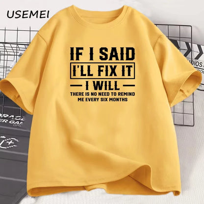 メンズTシャツ 直すと言ったら直す 面白い整備士Tシャツ 男性 父親 誕生日プレゼント ストリートウェア