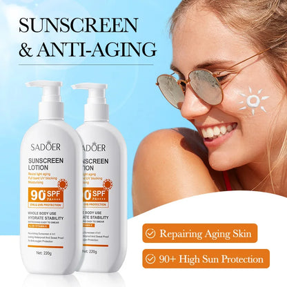 Lotion Solaire Pour Le Corps Et Le Visage, Super 220g, 50g Small bottle size, SPF 90 PA +++++, Utilisation Pour Tout Le Corps,