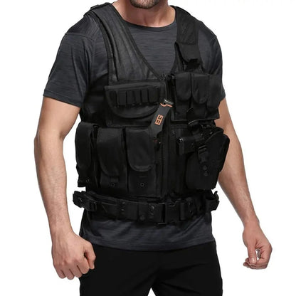 Adjustable Molle Tactical Vest Military Combat Body Armor Vests Security Hunting Army Outdoor CS Game Airsoft Training Jacket by PETAL & GLOW