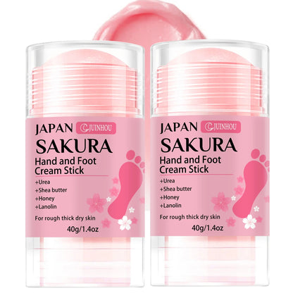 JUINHOU 60% Urea + 2% Salicylic Acid Cherry Blossom Scent Hand & Foot Cream Stick Deep Hydration, Dry Skin Care, Heel Protection