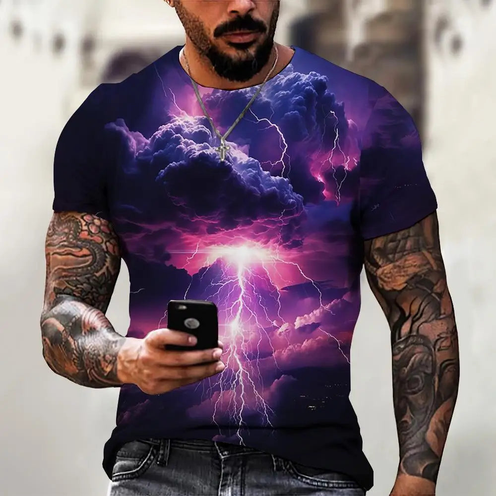 メンズ ファッション Tシャツ 3Dラインプリント 男性用 ストリート デザイナー 半袖 オーバーサイズ トップス Tシャツ 日常 カジュアル スポーツウェア