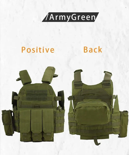 6094 Military Tactical Vest Body Armor Combat Army CS Gear Hunting Plate Carrier Airsoft Accessories Wargame Pouch Molle Vest by PETAL & GLOW