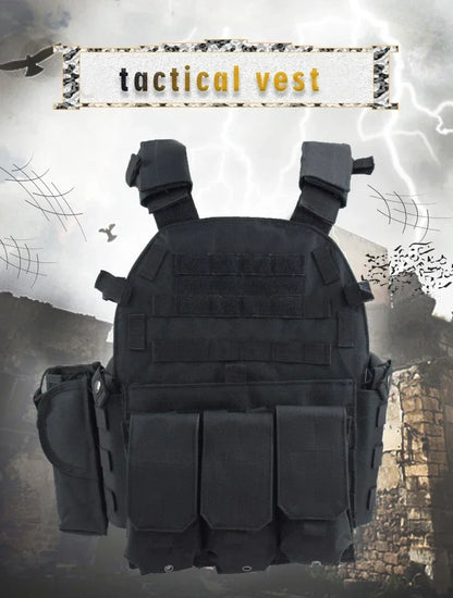 6094 Military Tactical Vest Body Armor Combat 1Army CS Gear Hunting Plate Carrier Airsoft Accessories Wargame Pouch Molle Vest by PETAL & GLOW