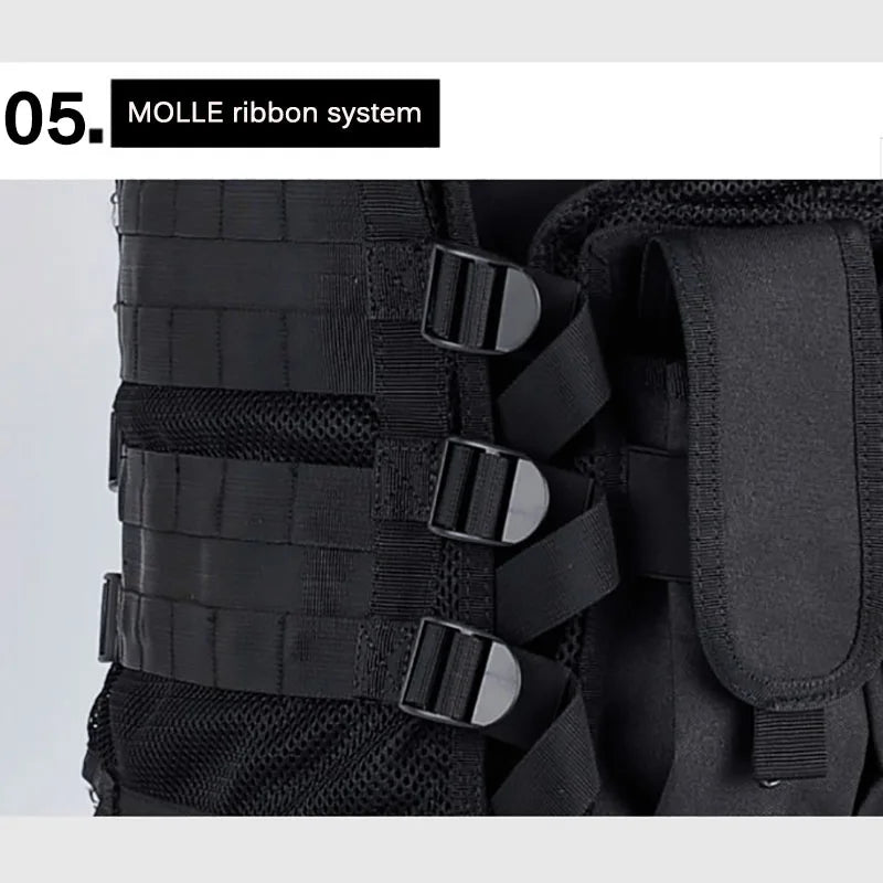 Adjustable Molle Tactical Vest Military Combat Body Armor Vests Security Hunting Army Outdoor CS Game Airsoft Training Jacket by PETAL & GLOW