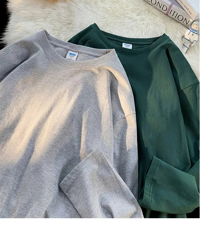メンズ ブランクTシャツ ホワイト S-3XL オーバーサイズ 無地 ラージサイズ ファッション 長袖 トップス 男女兼用