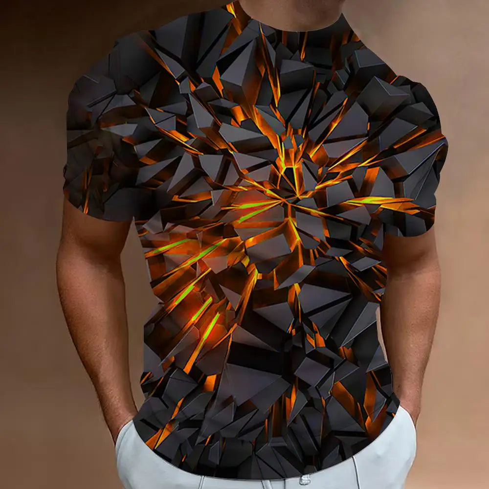 メンズ ファッション Tシャツ 3Dラインプリント 男性用 ストリート デザイナー 半袖 オーバーサイズ トップス Tシャツ 日常 カジュアル スポーツウェア